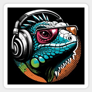 Gamer Iguana Music Lover Sticker